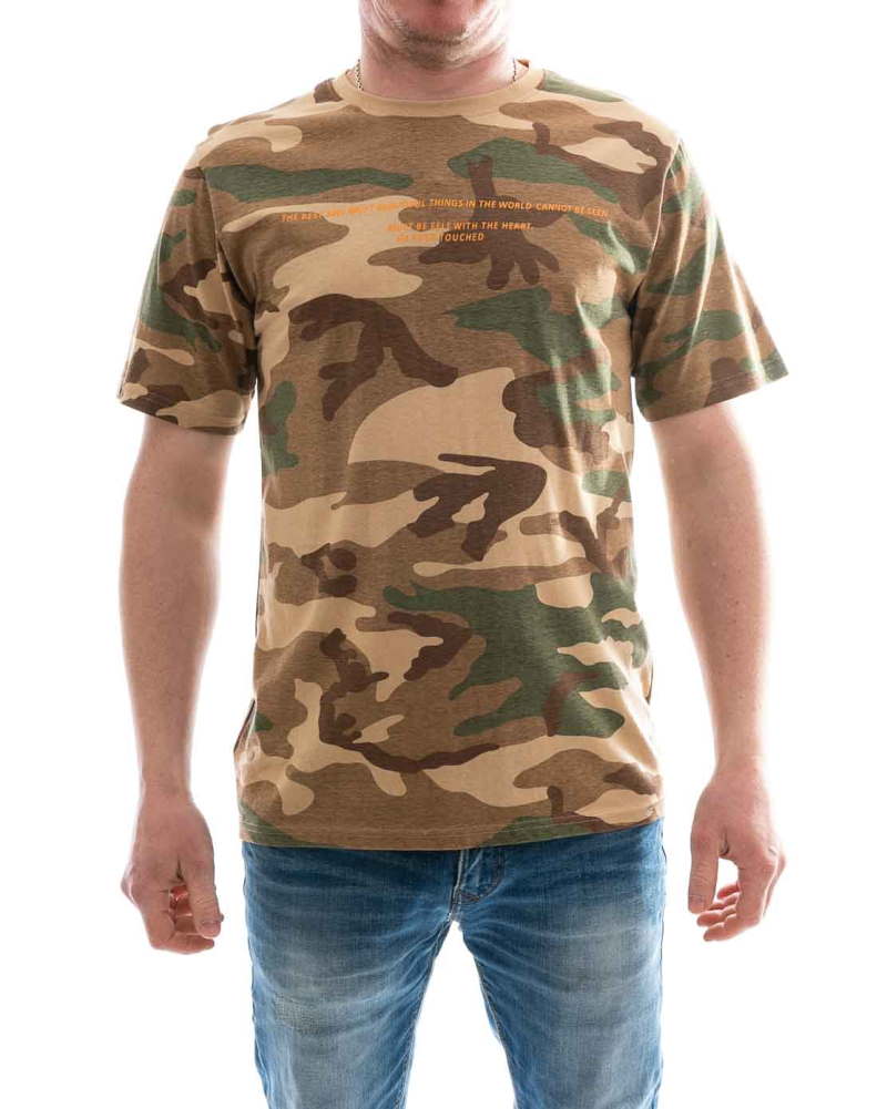 Pánske tričko COURAGE POWER IDEALISM - maskáčové/hnedé