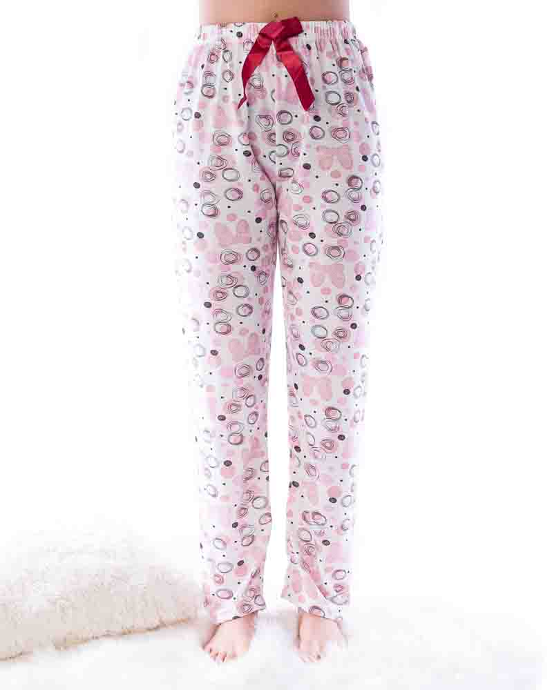 Pyžamové nohavice CIRCLES - biele/ružové