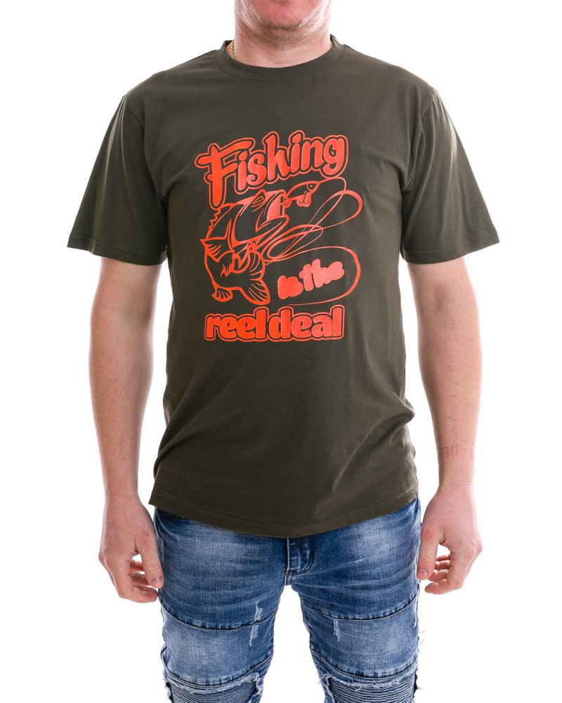 Pánske tričko FISHING REEL DEAL - khaki