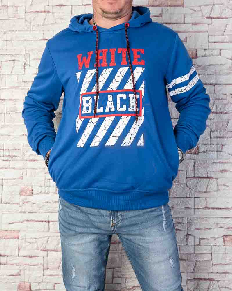Pánska mikina WHITE BLACK - modrá