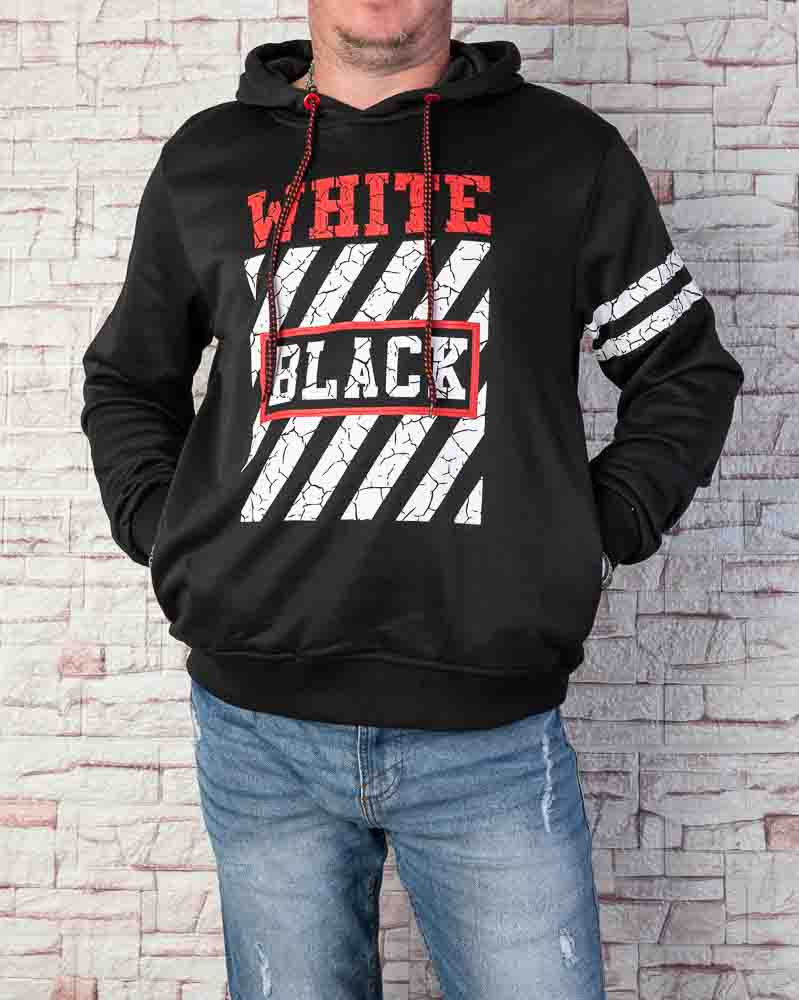Pánska mikina WHITE BLACK - čierna