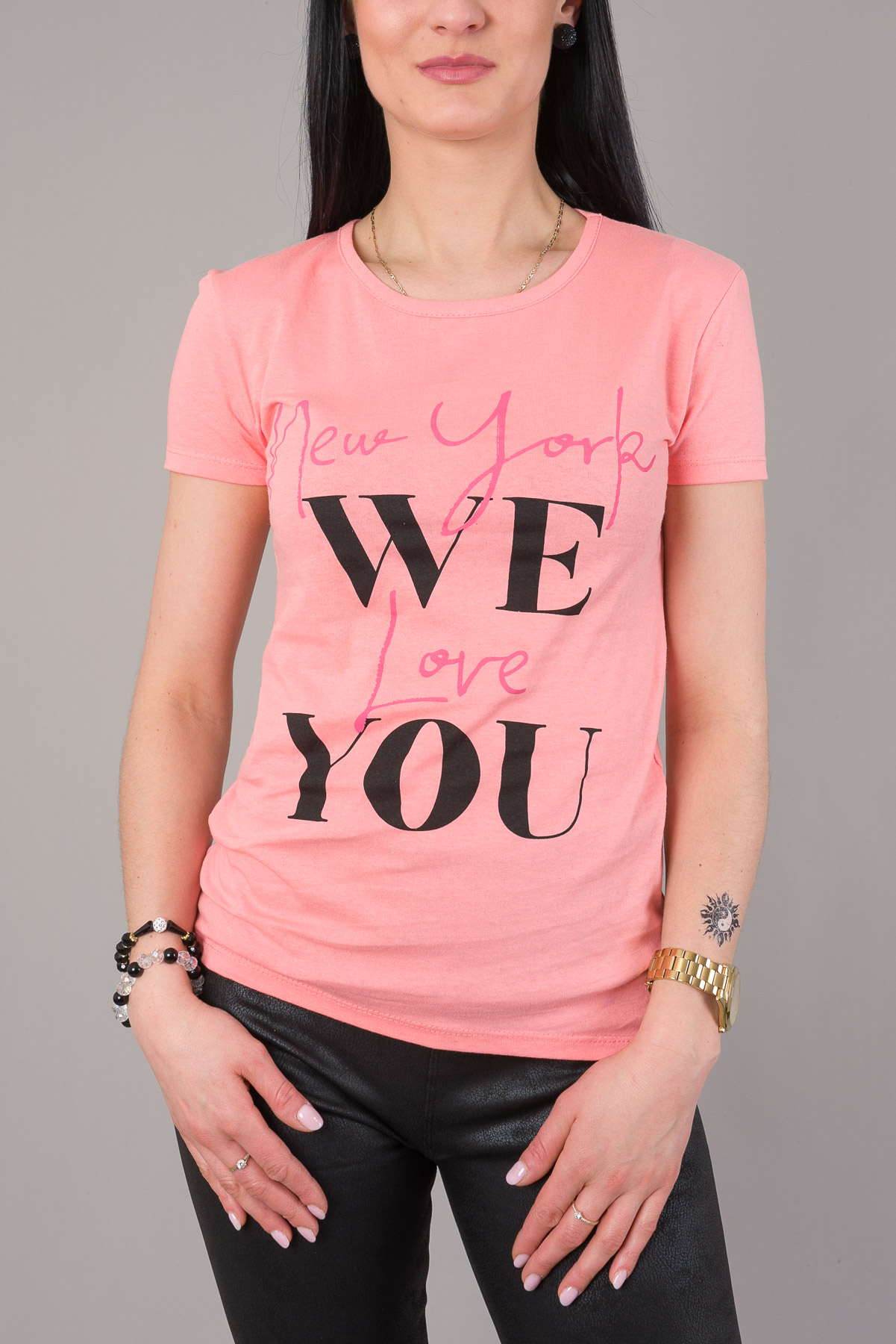 Dámske tričko NEW YORK WE LOVE YOU - svetloružové