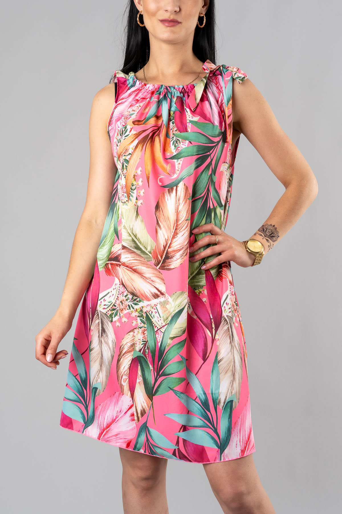 Kvetinové letné šaty - ružové