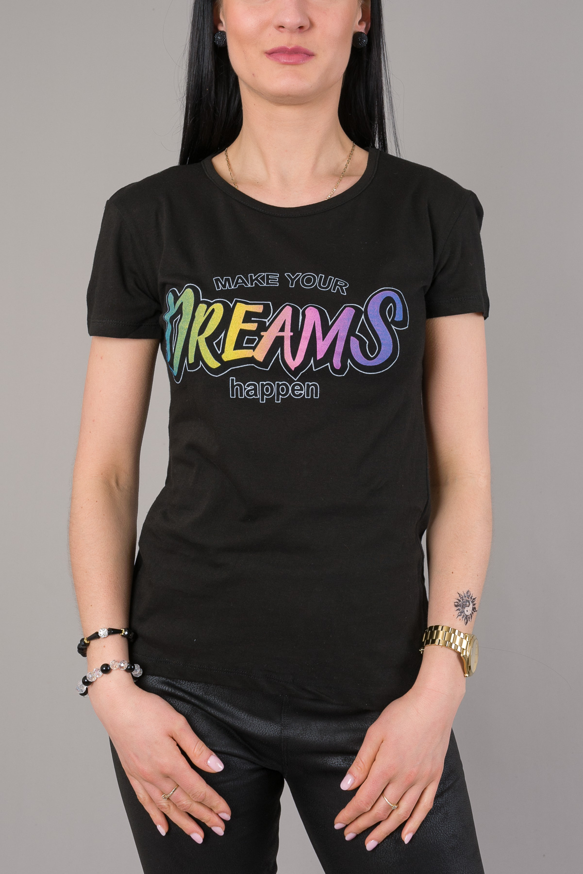 Dámske tričko MAKE YOUR DREAMS - čierne