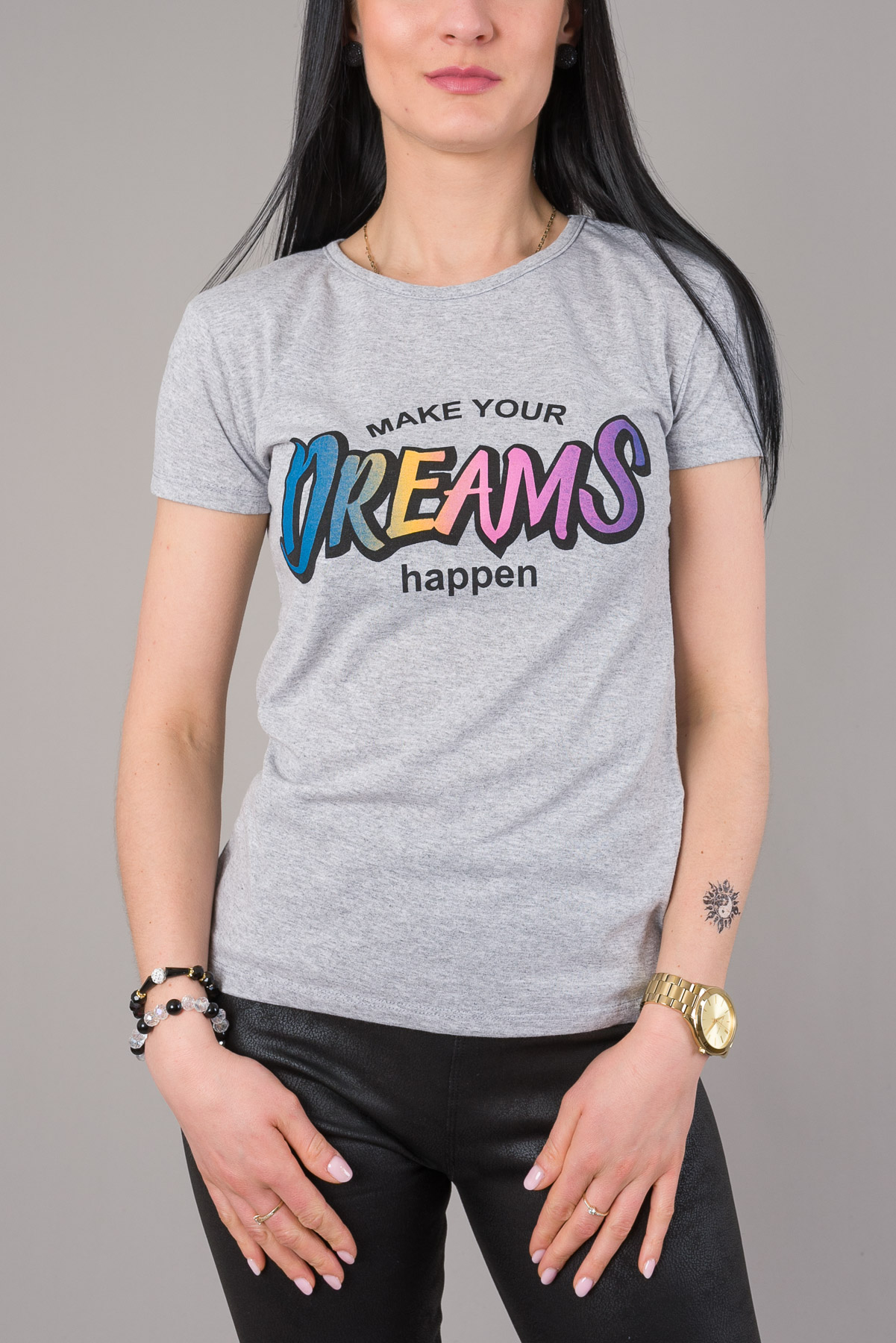 Dámske tričko MAKE YOUR DREAMS - sivé
