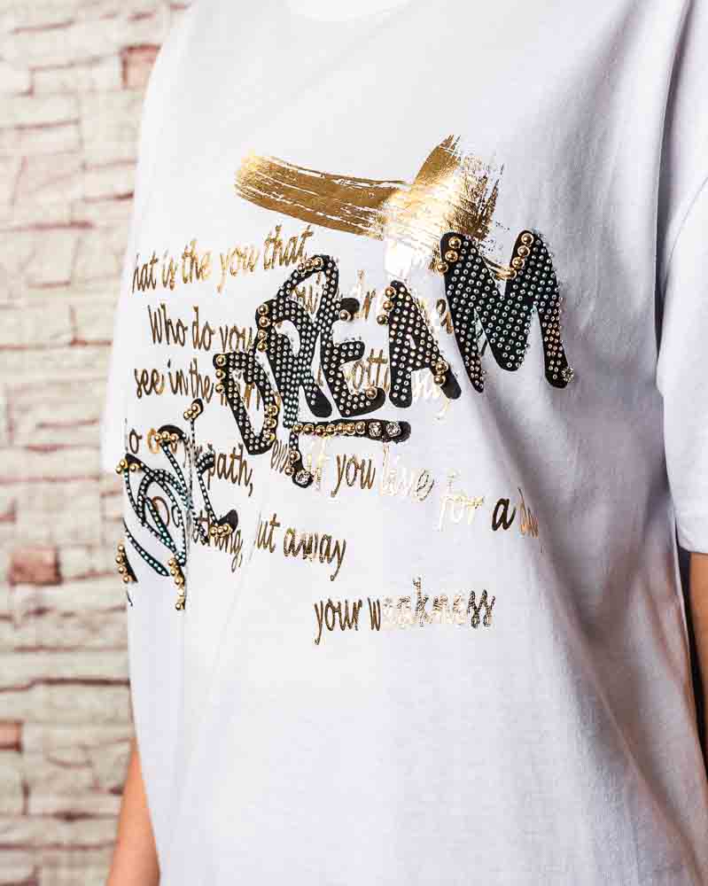Dámske tričko MORE DREAM s aplikáciami - biele