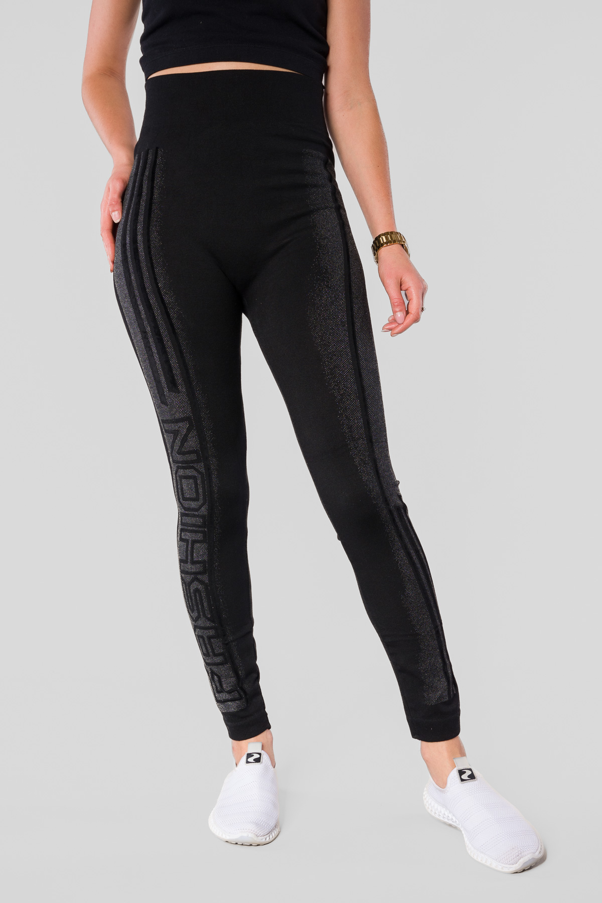 Zateplené čierne legíny FASHION - čierne