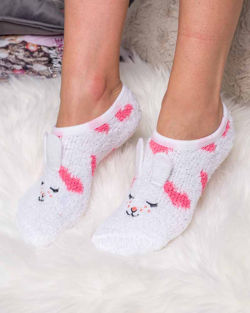 Froté ponožky/papučky - biele/ružové