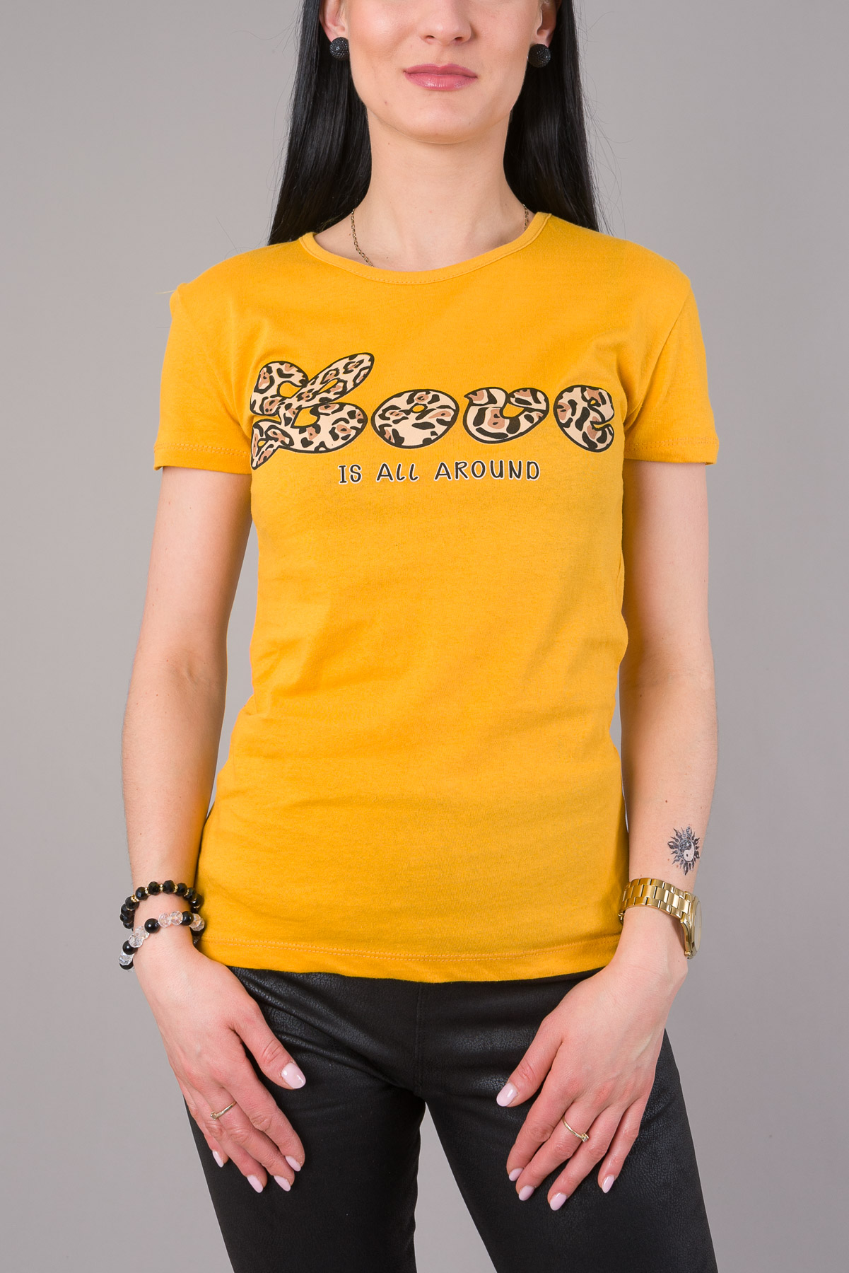 Dámske tričko LOVE IS ALL AROUND - žlté