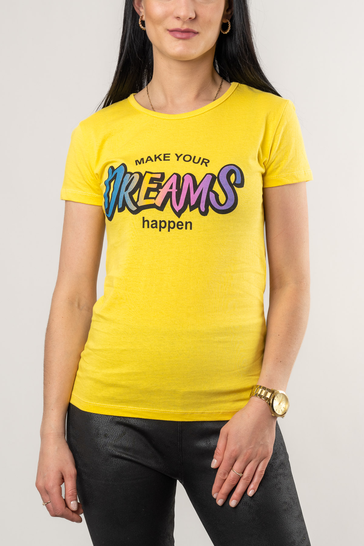Dámske tričko MAKE YOUR DREAMS - žlté