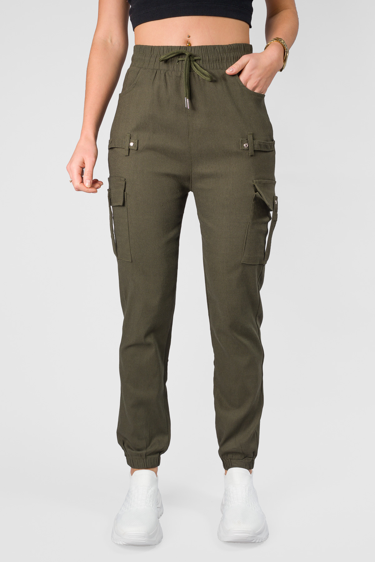 Dámske jogger nohavice - khaki