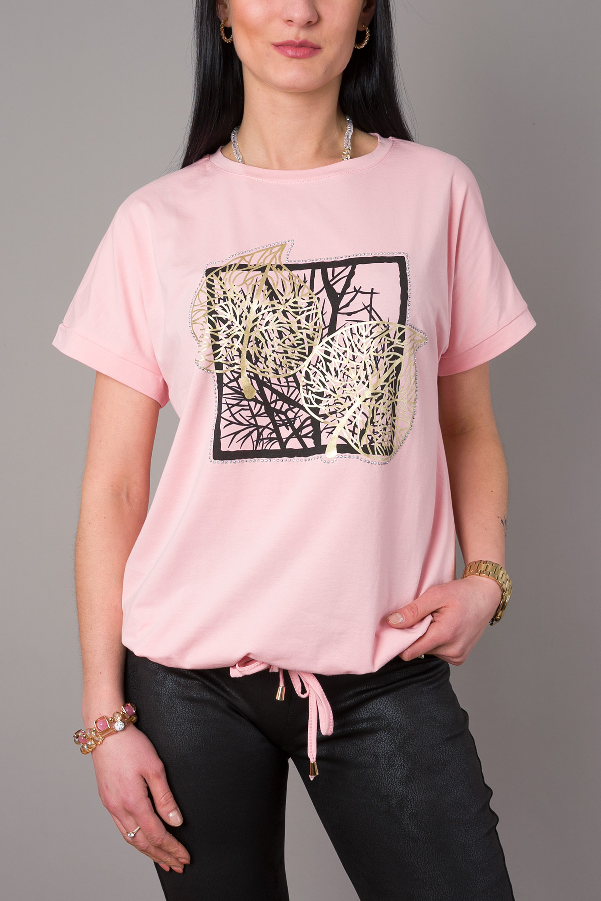 Dámske tričko Strom s aplikáciami - ružové