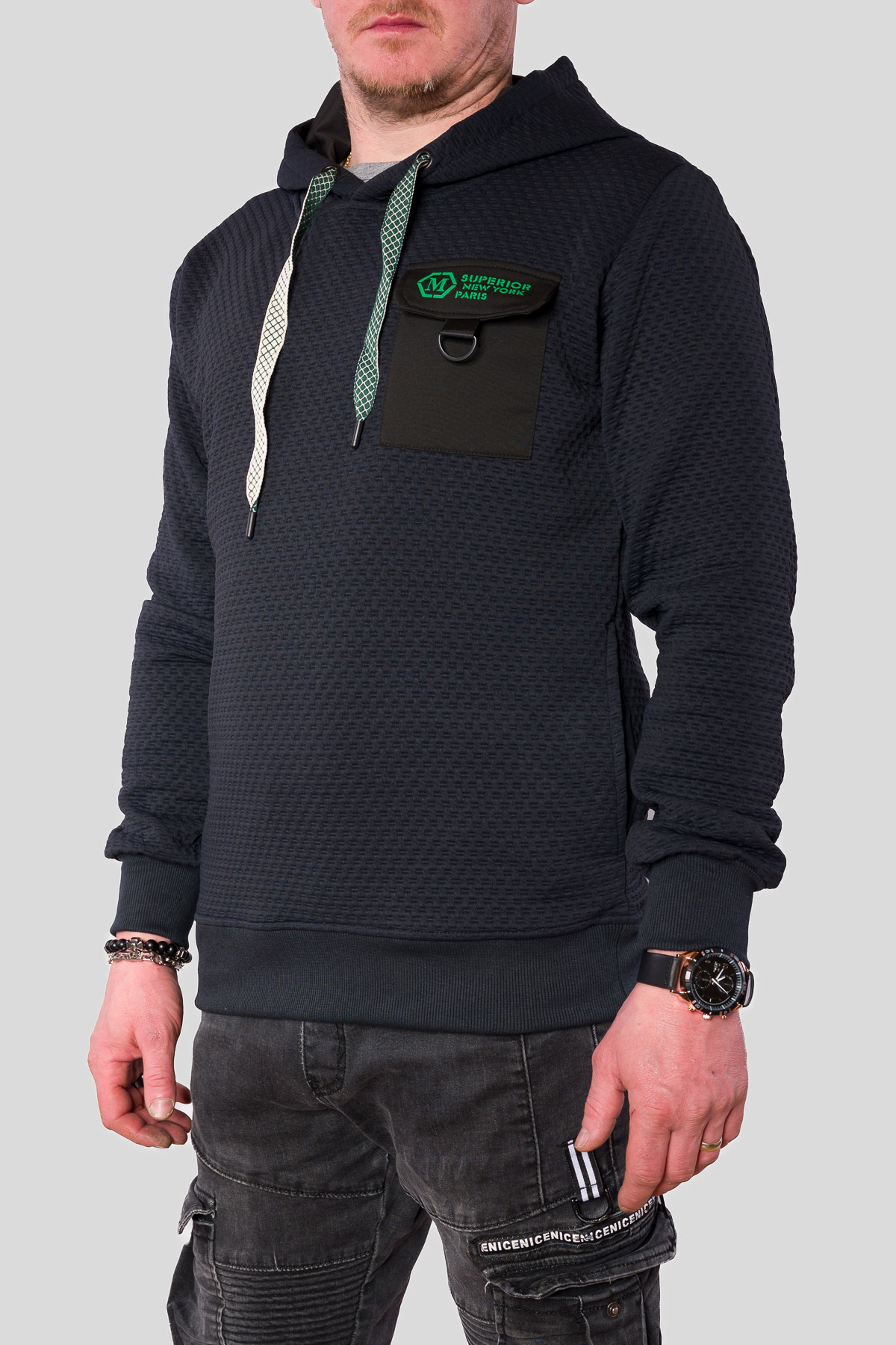 Pánska mikina SUPERIOR/NEW YORK - tmavomodrá