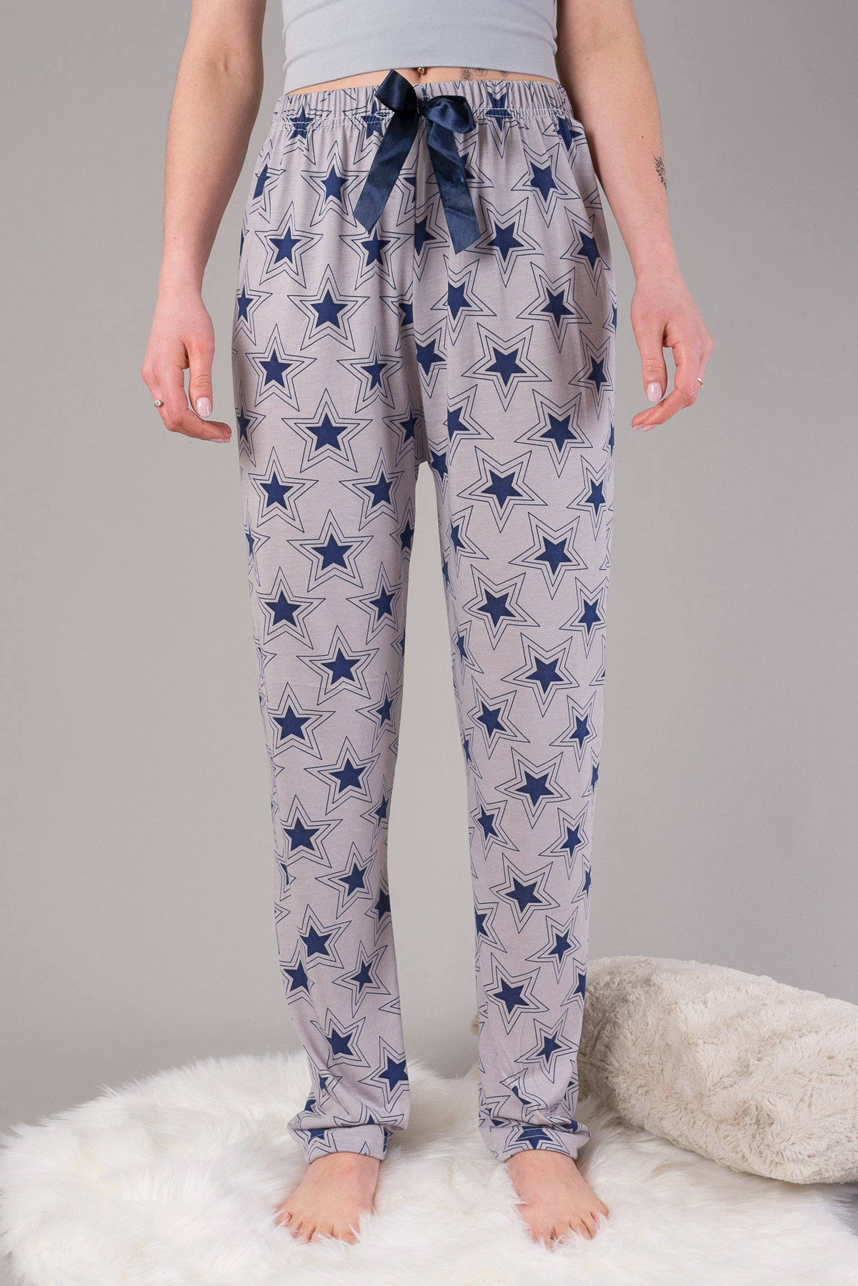 Pyžamové nohavice HVIEZDY - sivé