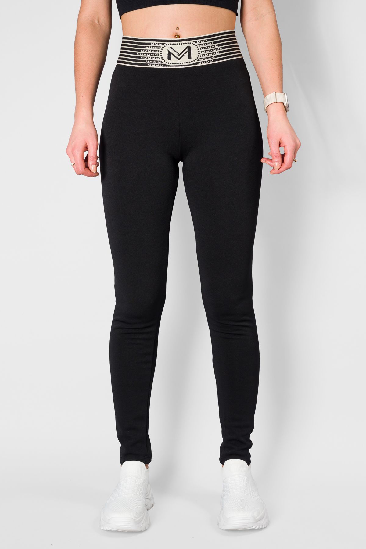 Zateplené legíny/vysoký pás M - čierne