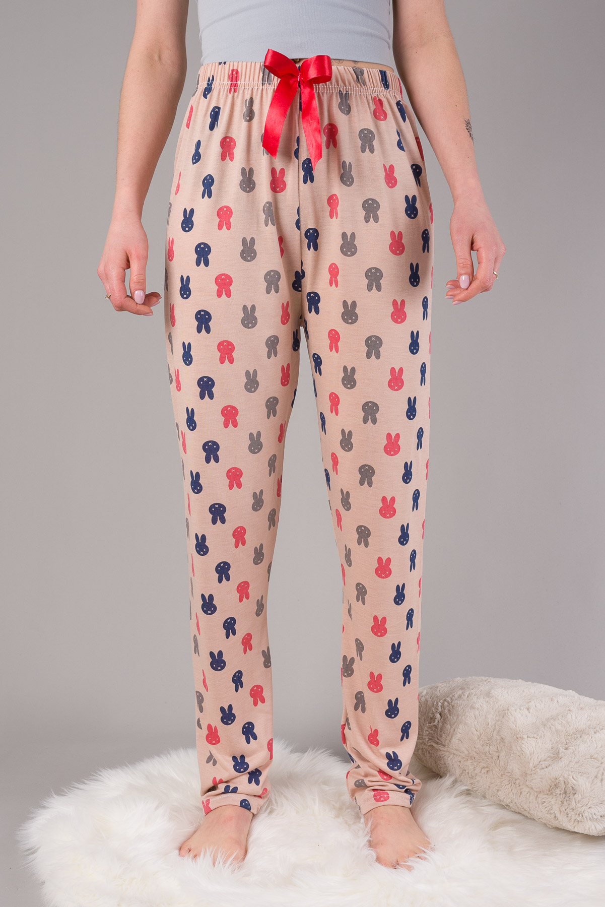 Pyžamové nohavice ZAJAČIKY - béžové