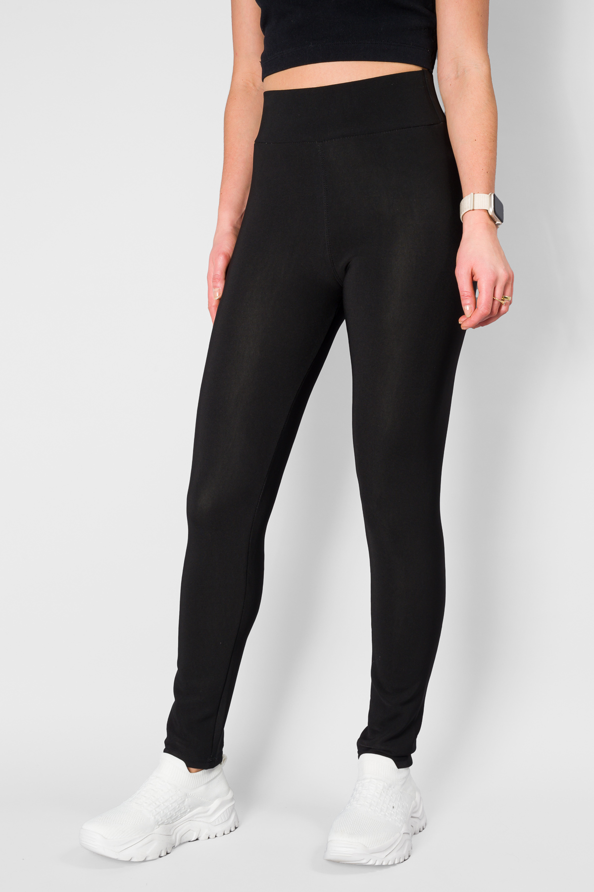 Zateplené legíny/vysoký pás - čierne