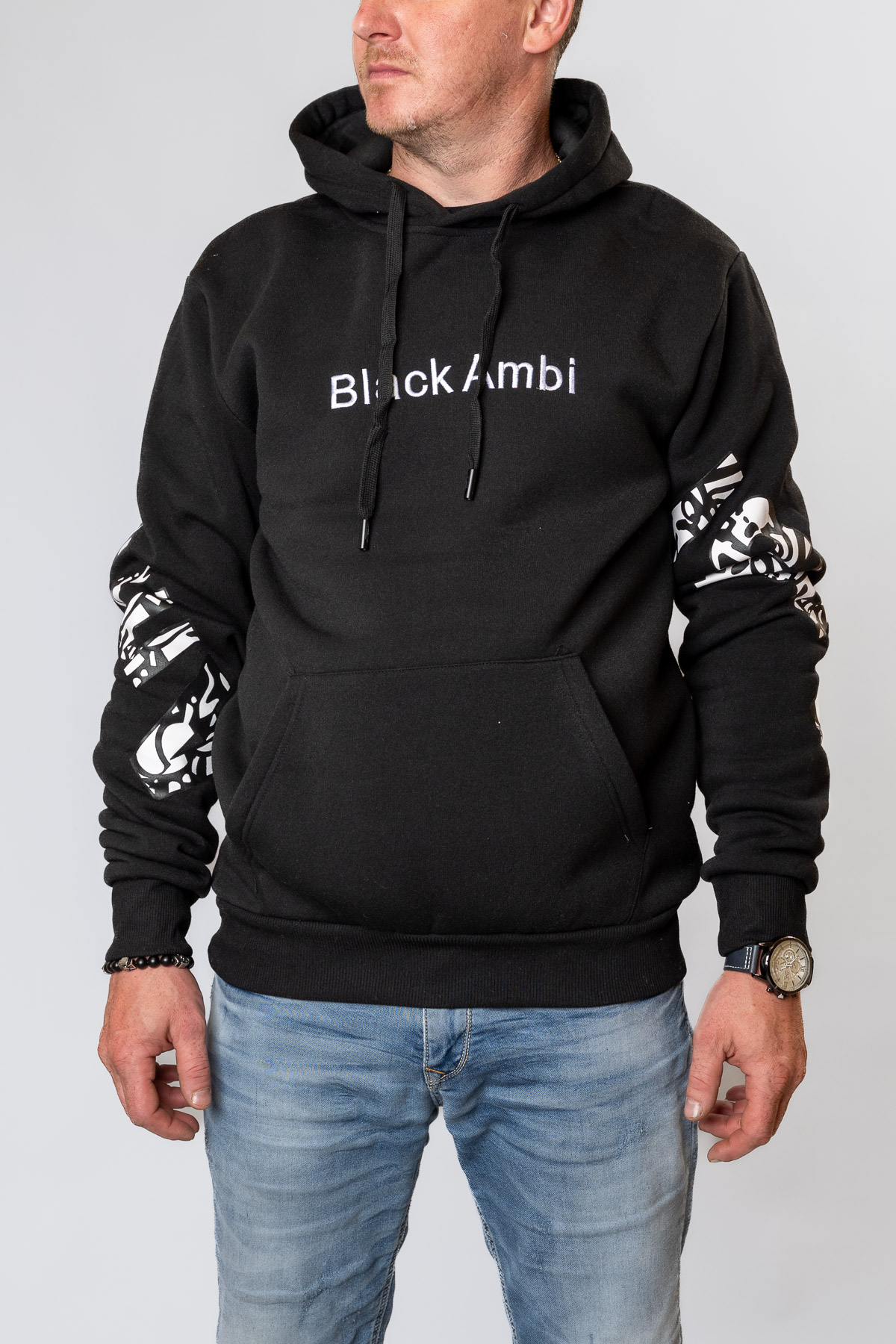 Pánska zateplená mikina BLACK AMBI - čierna