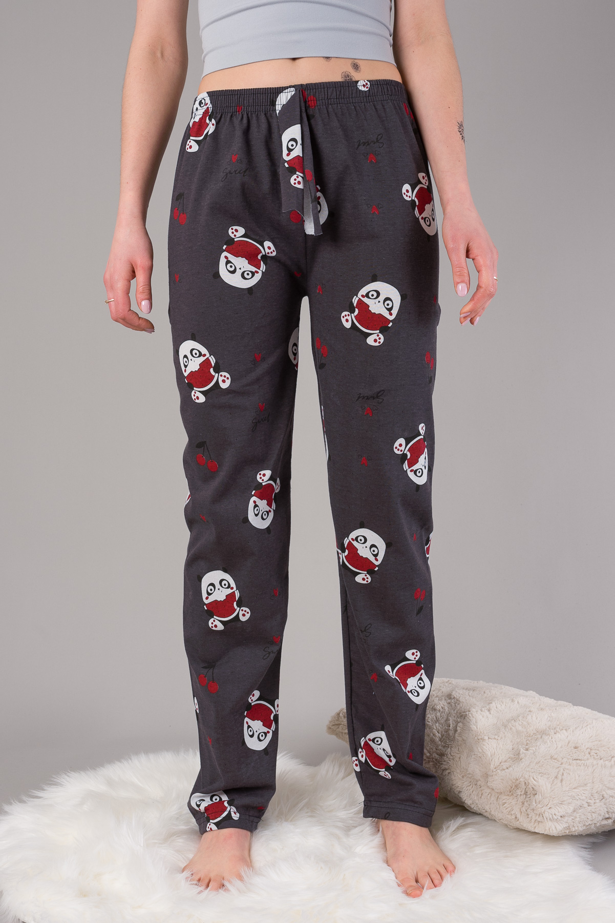 Pyžamové nohavice PANDA - tmavosivé