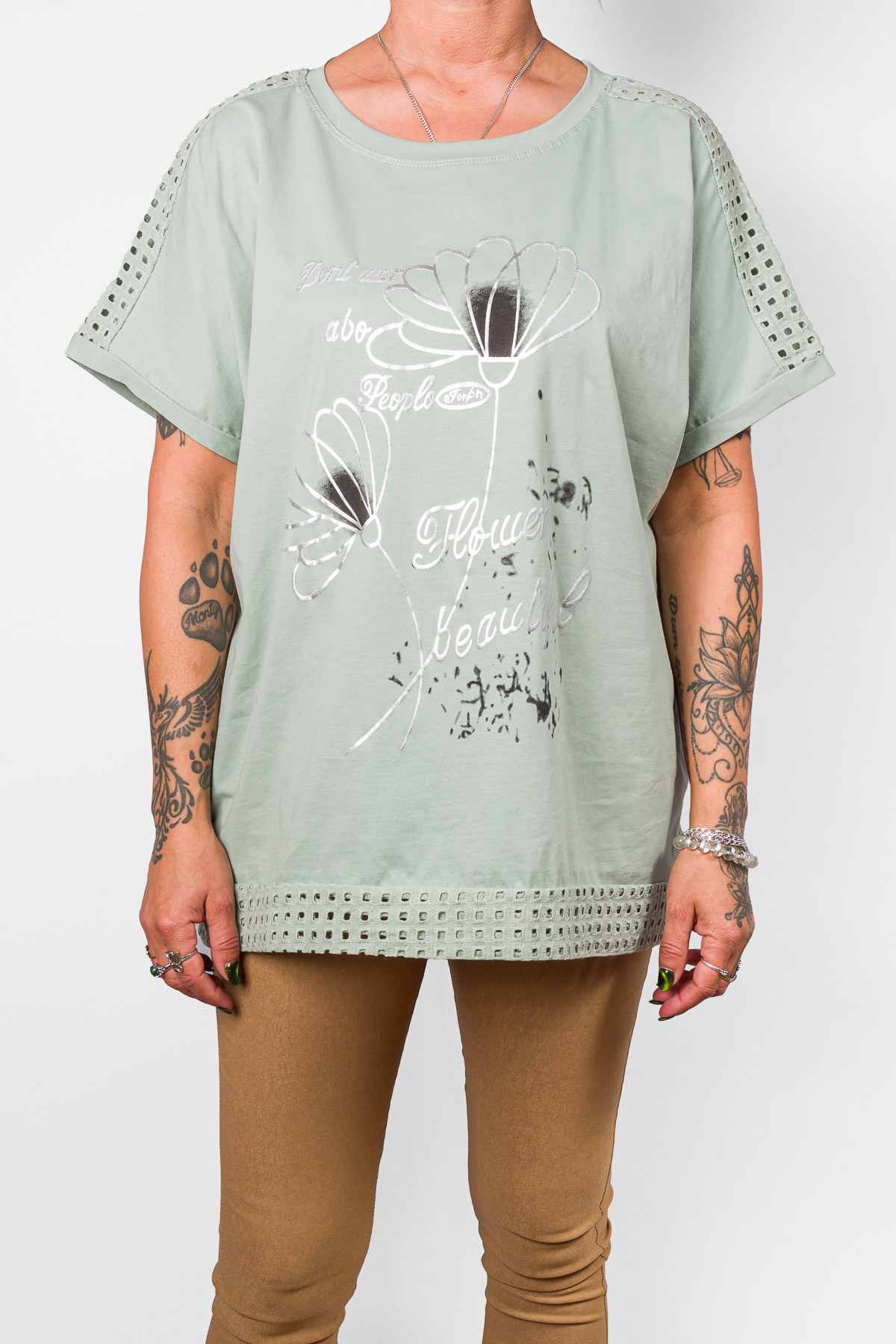 Dámske tričko FLOWER BEAUTIFUL - zelené