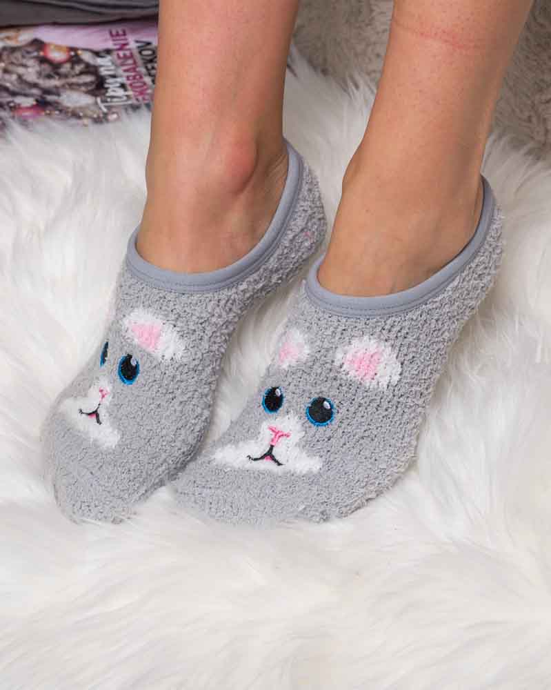 Froté ponožky/papučky - sivé