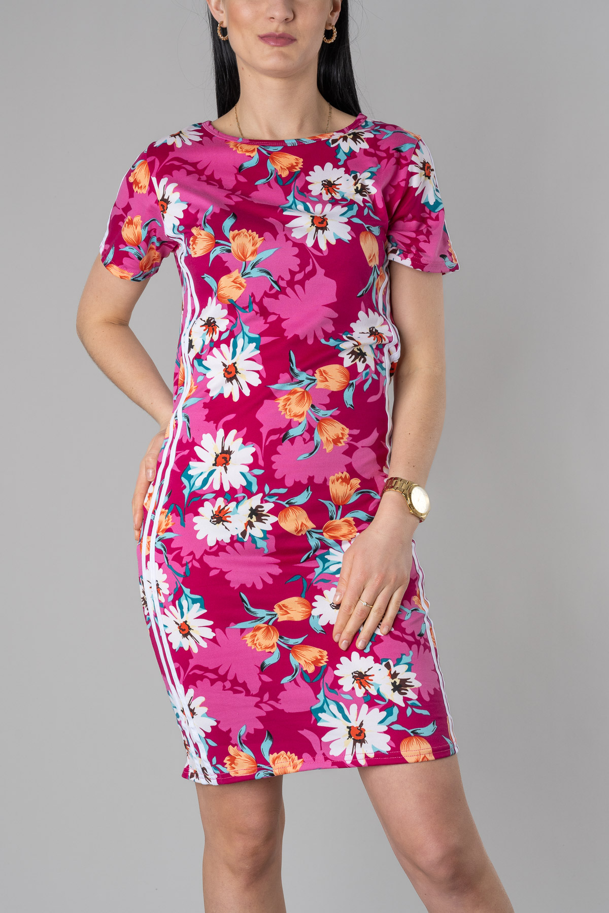 Dámske šaty FLOWERS - ružové