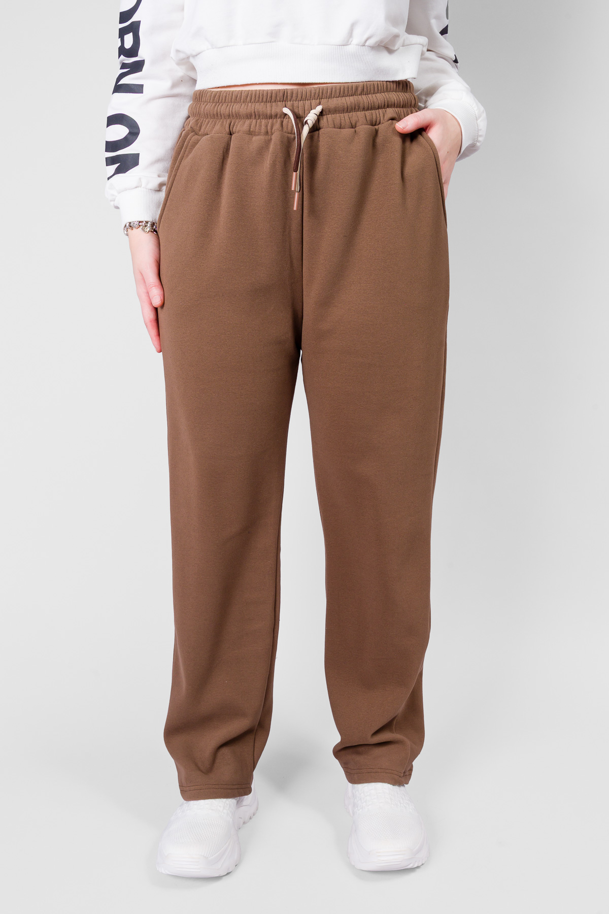 Dámske semišové tepláky SUEDE - hnedé