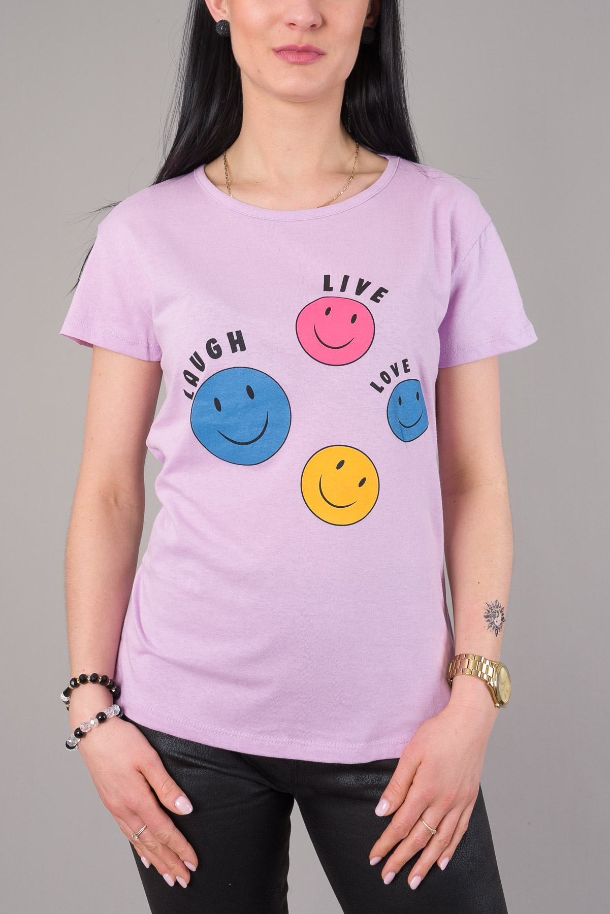 Dámske tričko LAUGH LIVE LOVE - fialové
