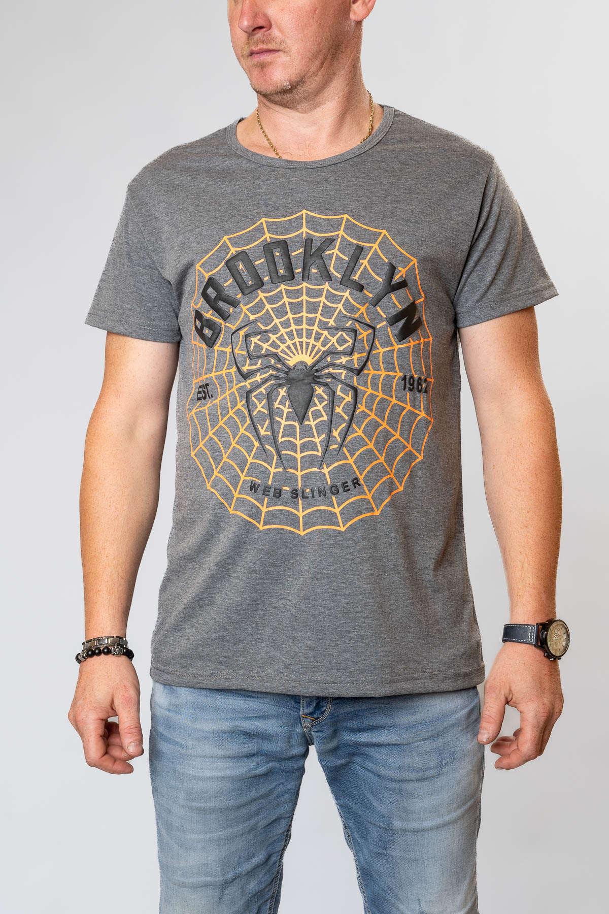 Pánske tričko BROOKLYN WEB SLINGER - sivé
