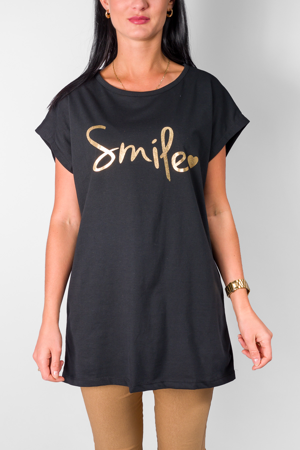 Dámske tričko SMILE - čierne