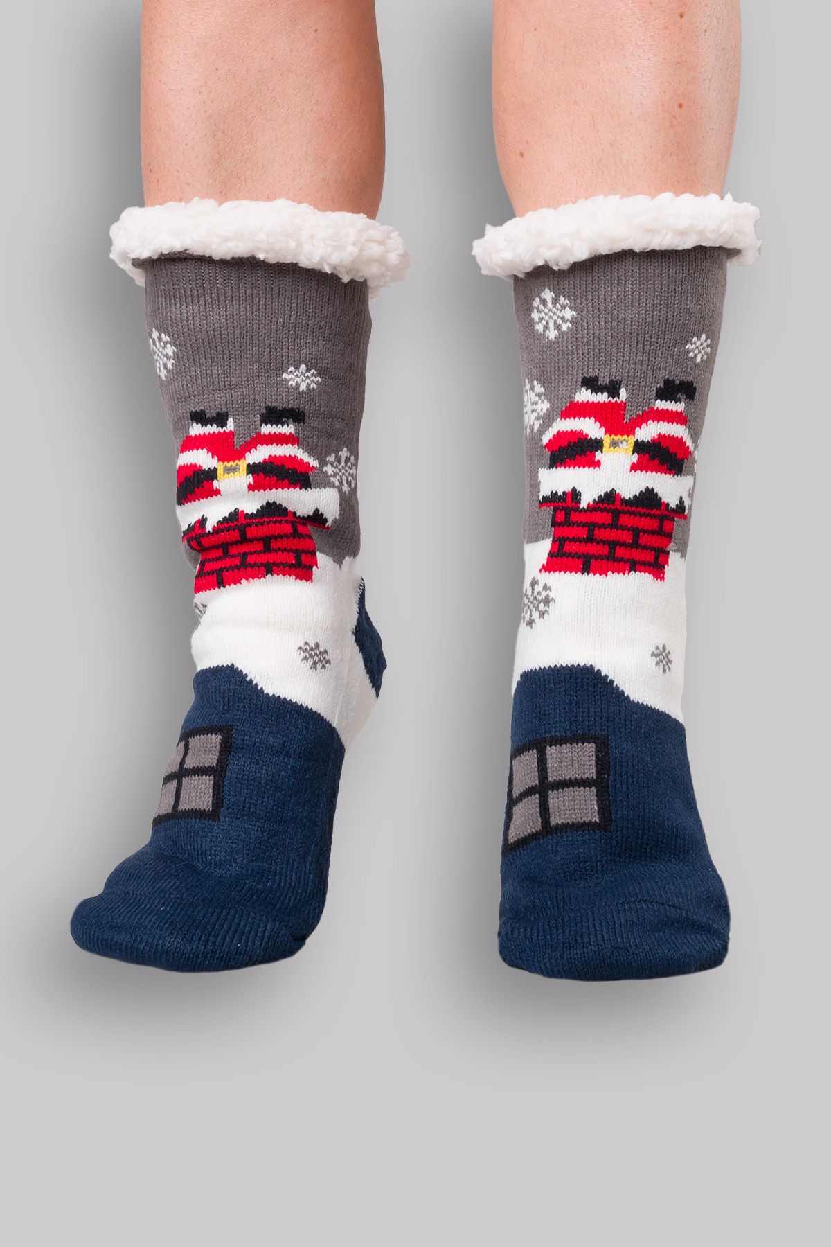 Mäkké ponožky s kožušinovou podšívkou - sivé