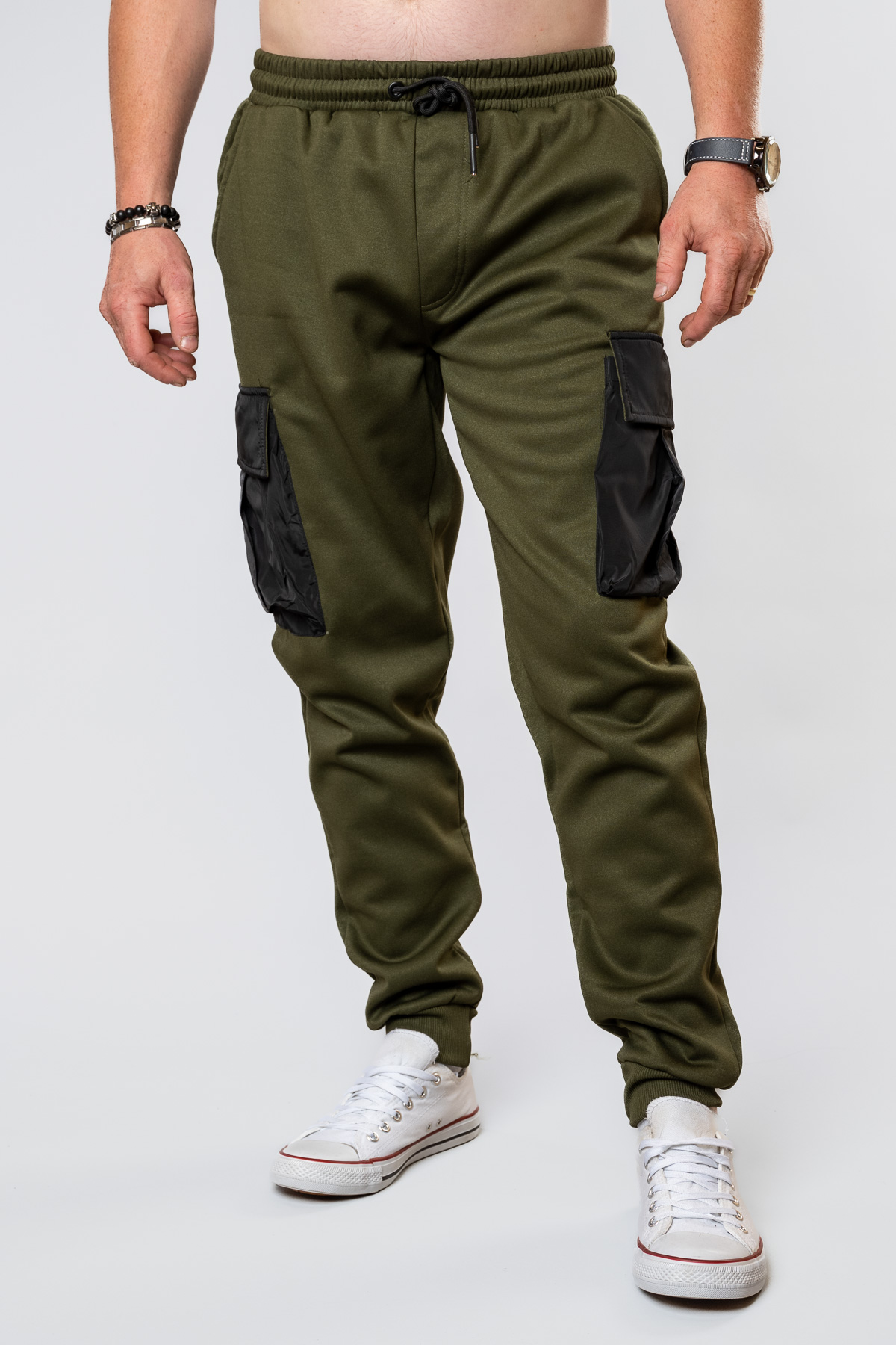 Pánske zateplené tepláky JOGGERY - khaki