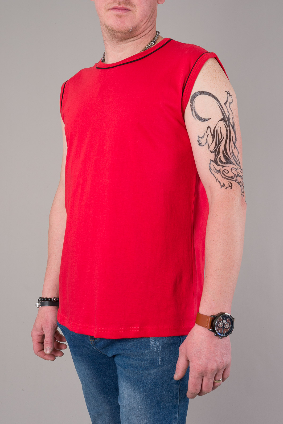 Pánske tričko bez rukávov - červené