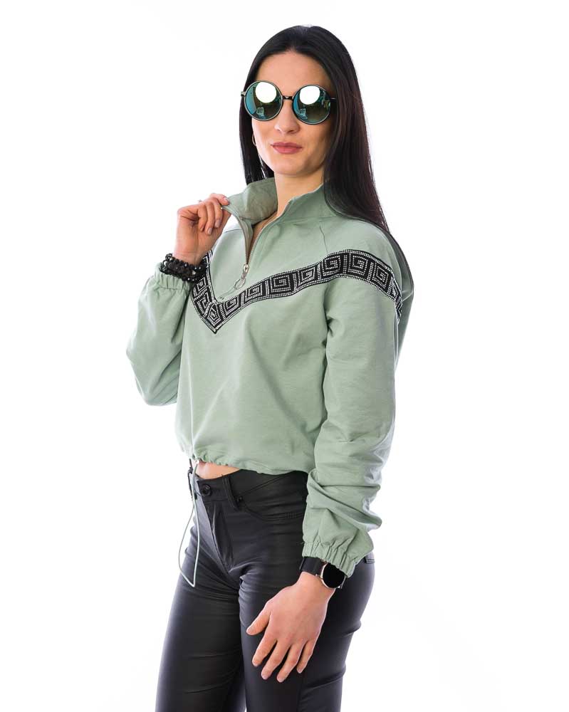 Dámska crop top mikina - zelená