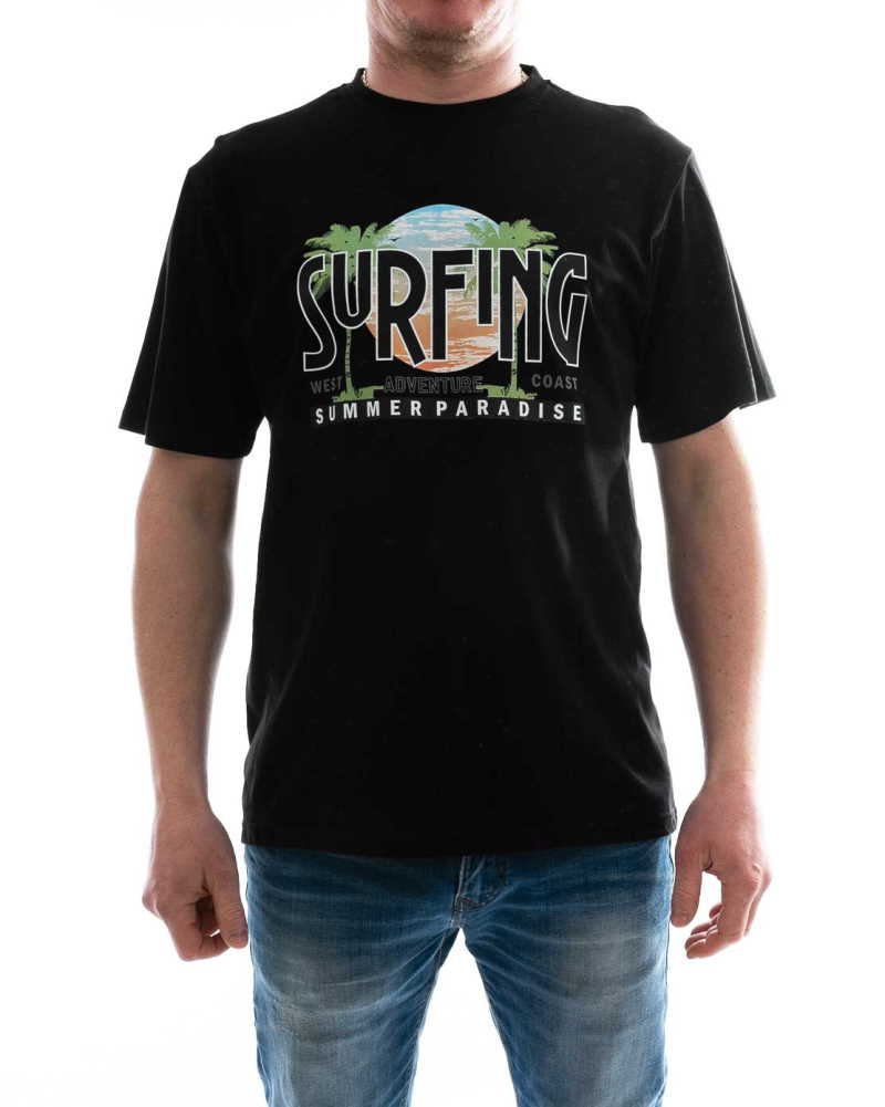 Pánske tričko SURFING SUMMER PARADISE - čierne