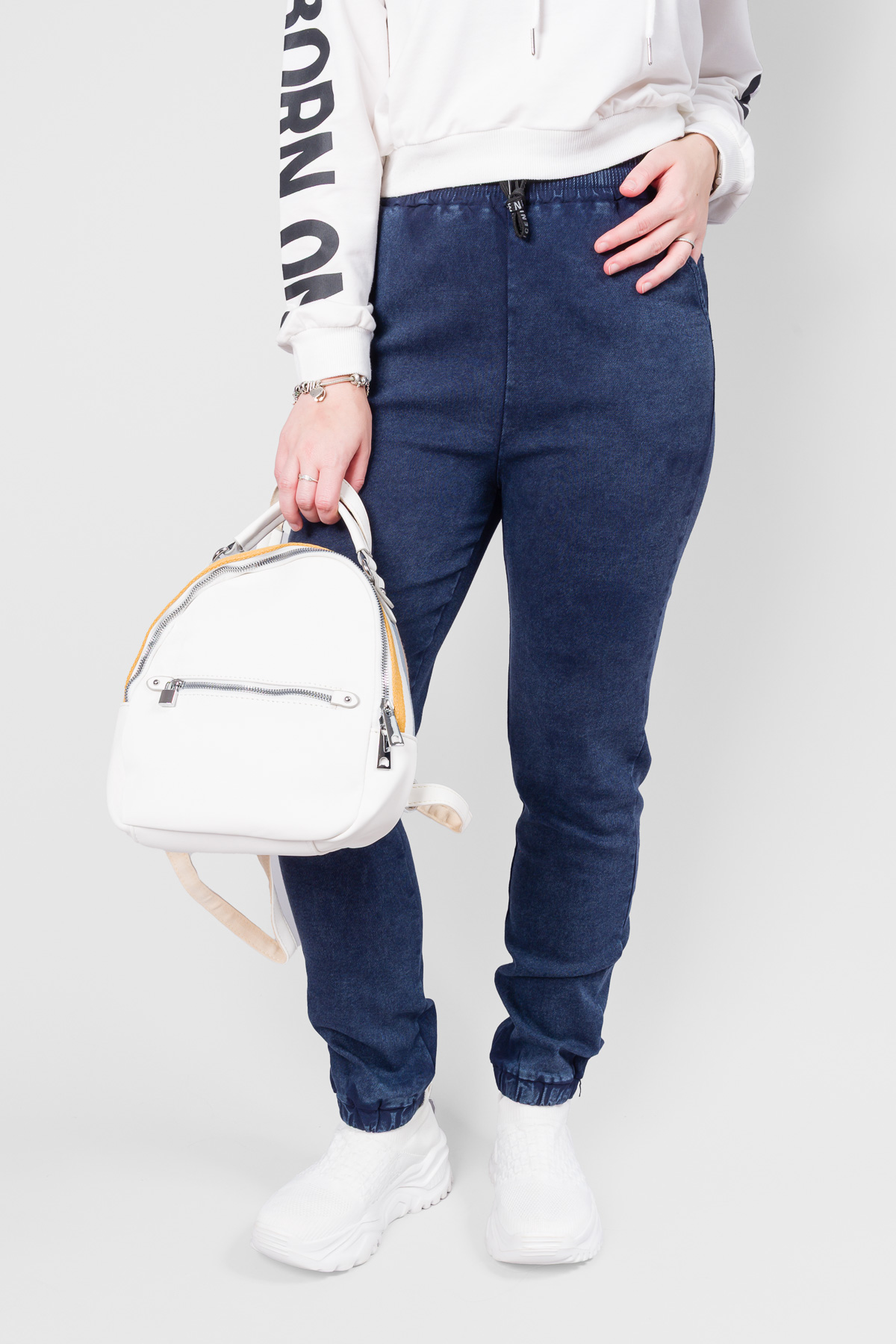 Jogger rifľové zateplené nohavice  - modré