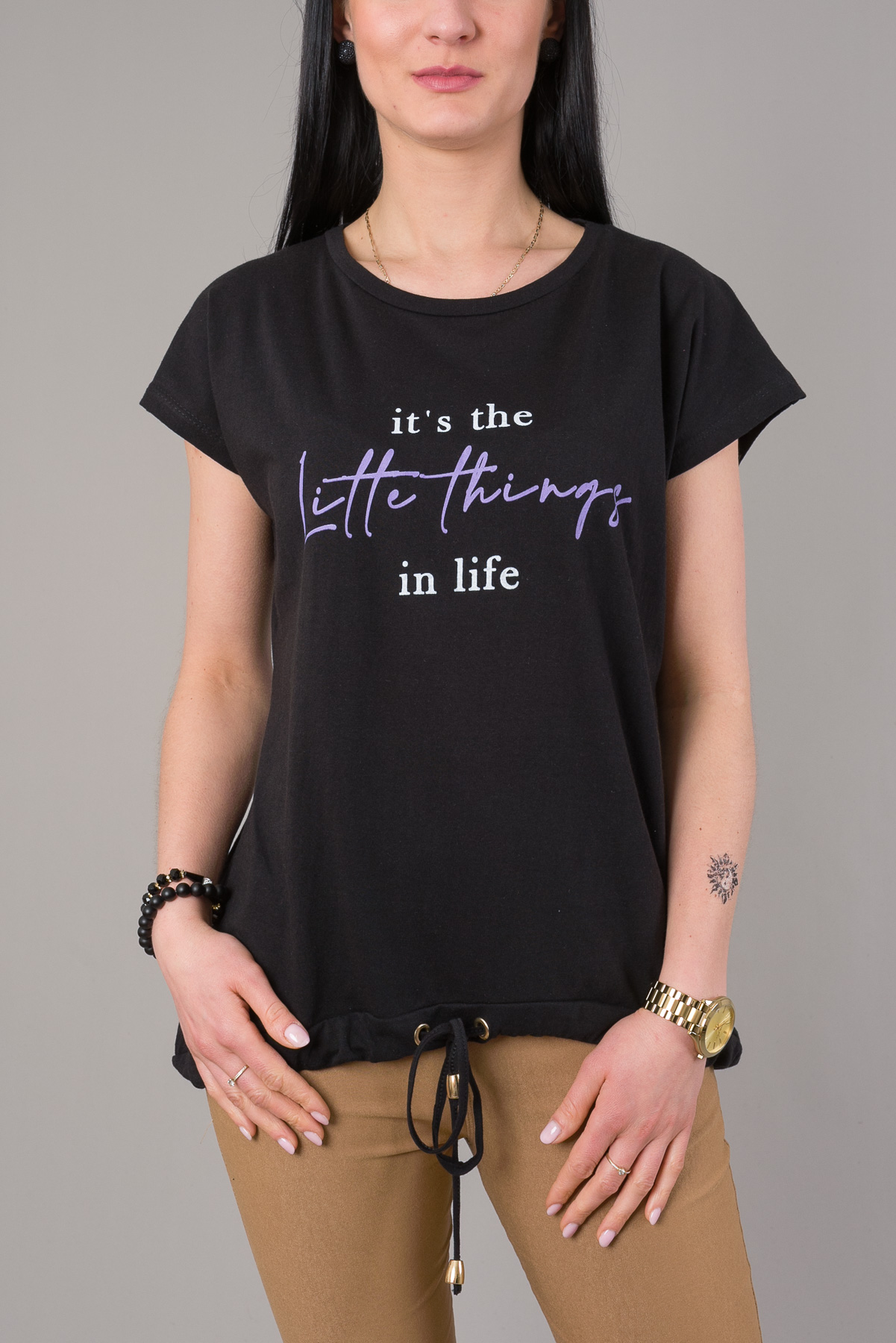 Dámske tričko IT′S THE LITTE THINGS IN LIFE - čierne