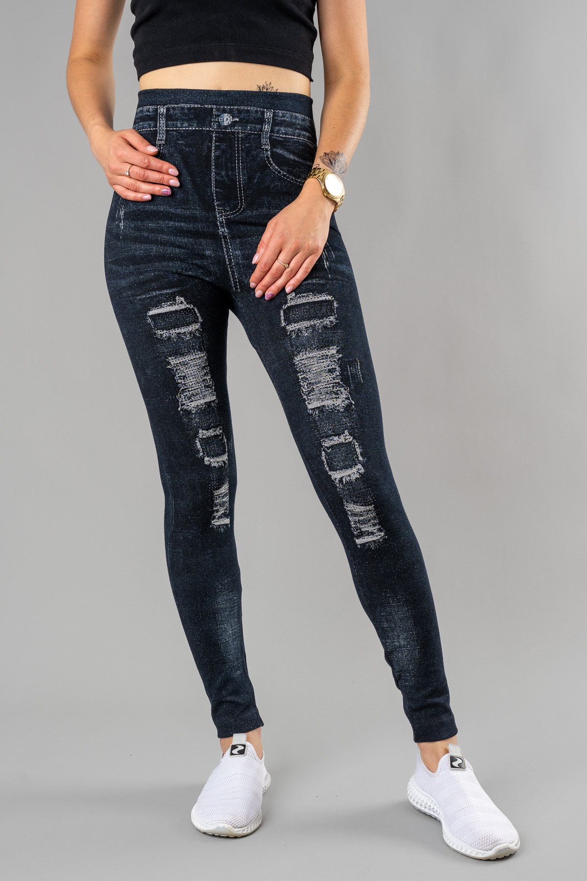 Dámske legíny DENIM - čierne
