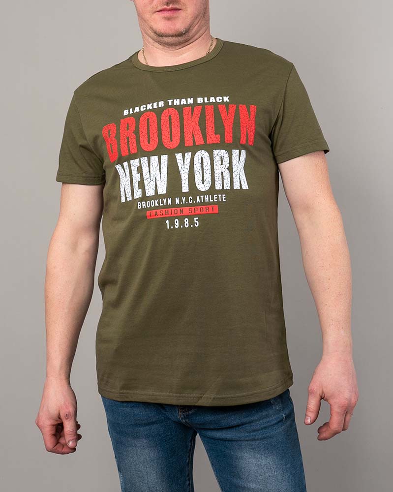 Pánske tričko BROOKLYN/NEW YORK - khaki