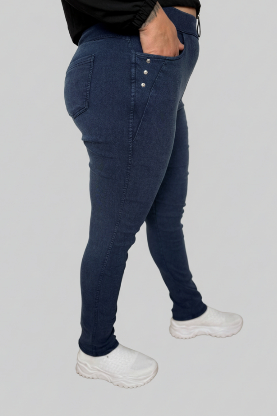 Rifľové zateplené nohavice - modré