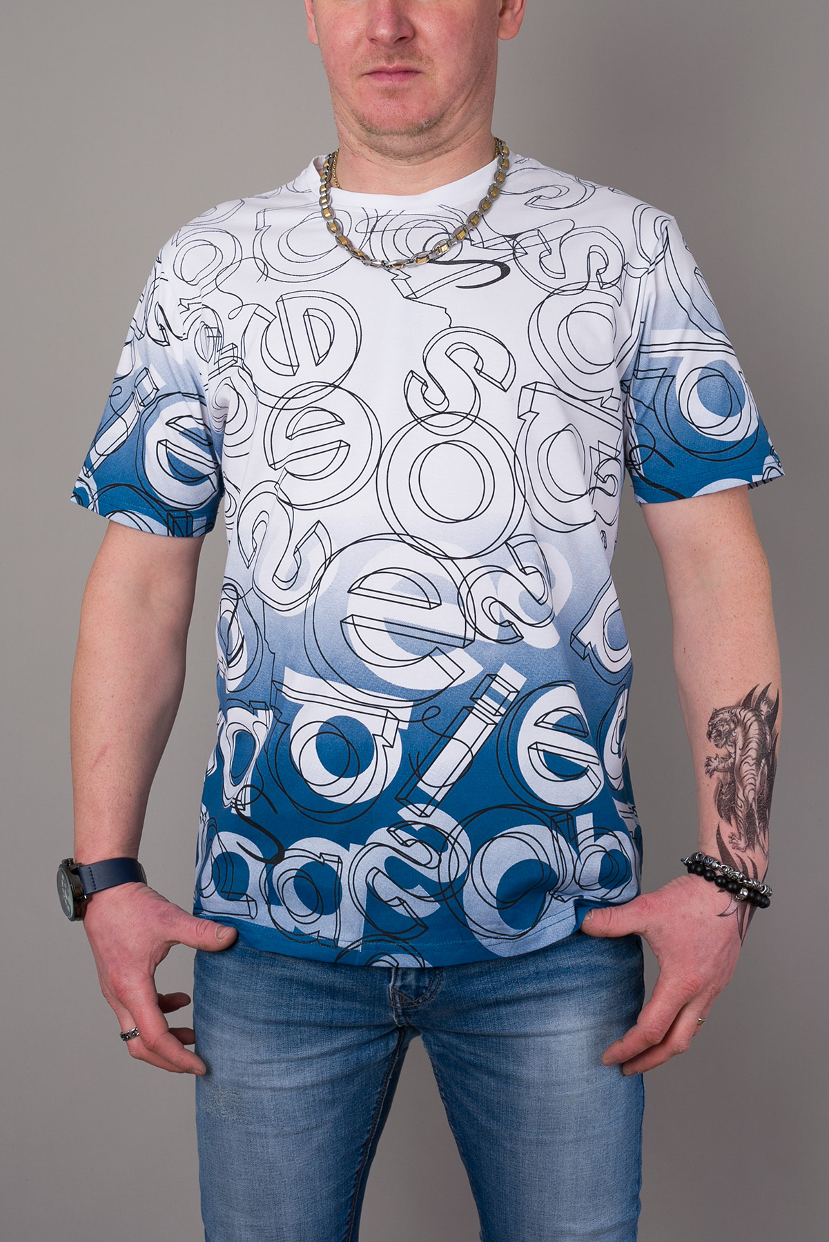Pánske tričko JOTTING - biele/modré
