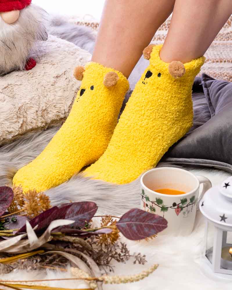 Veselé froté ponožky TEDDY - žlté