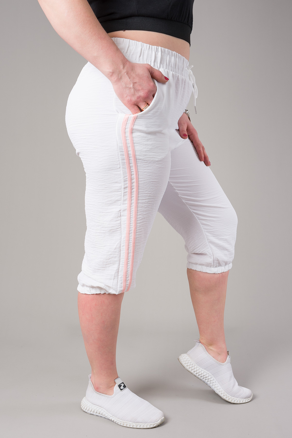 Dámske capri nohavice KIND - biele/ružové