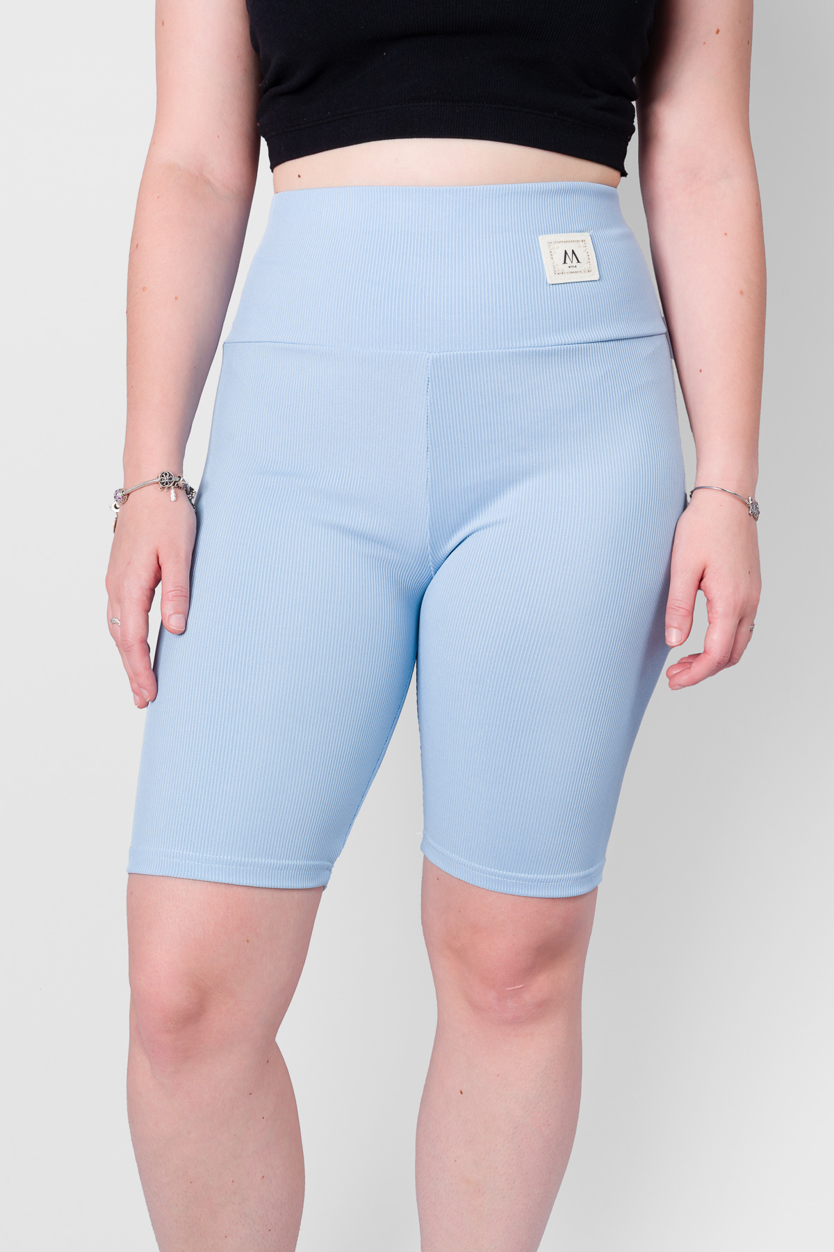 Dámske krátke legíny STRIPE FIT - modré