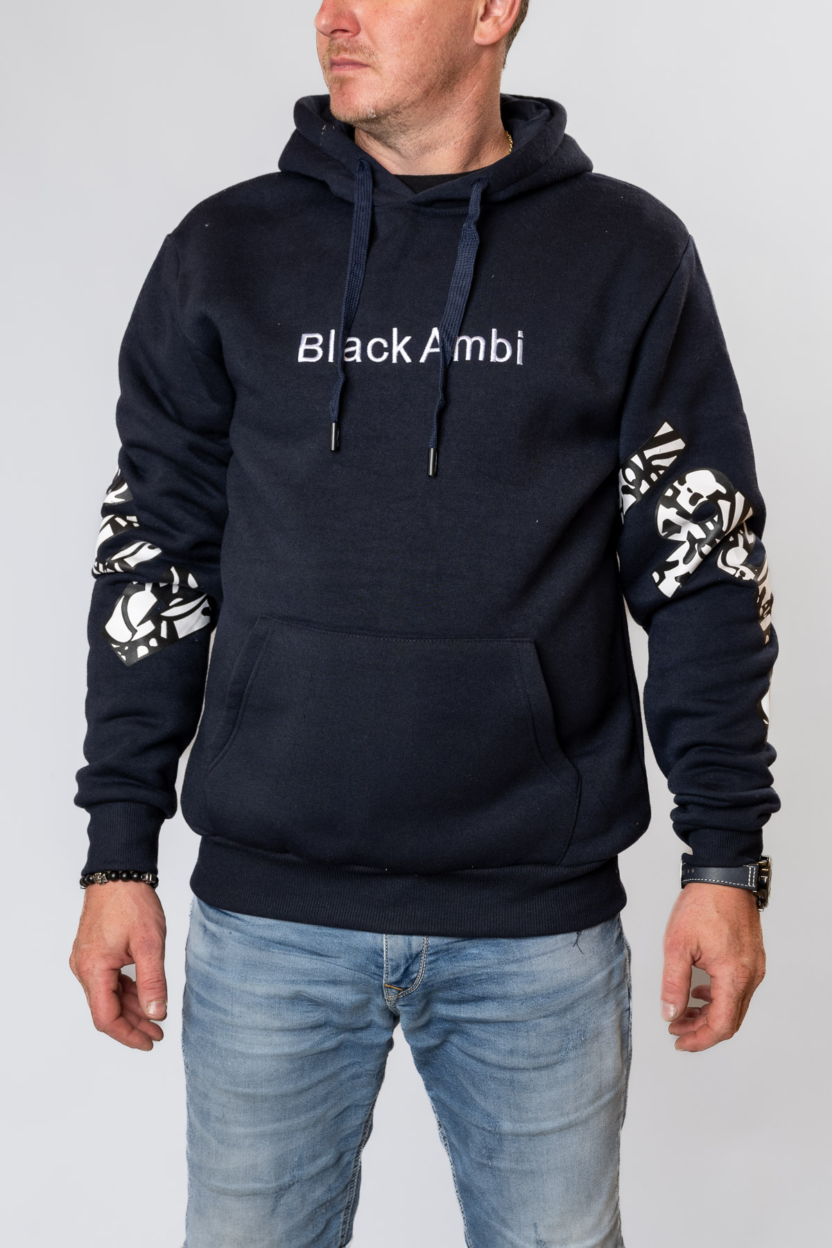 Pánska zateplená mikina BLACK AMBI - tmavomodrá