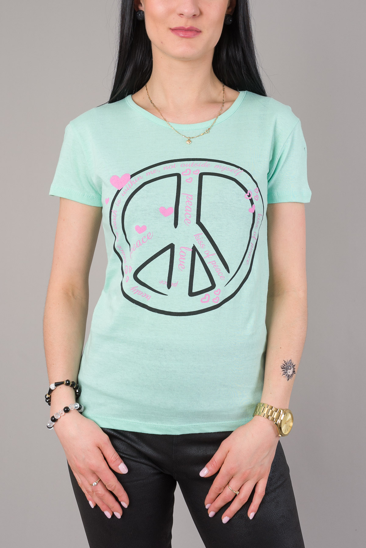 Dámske tričko PEACE - zelené