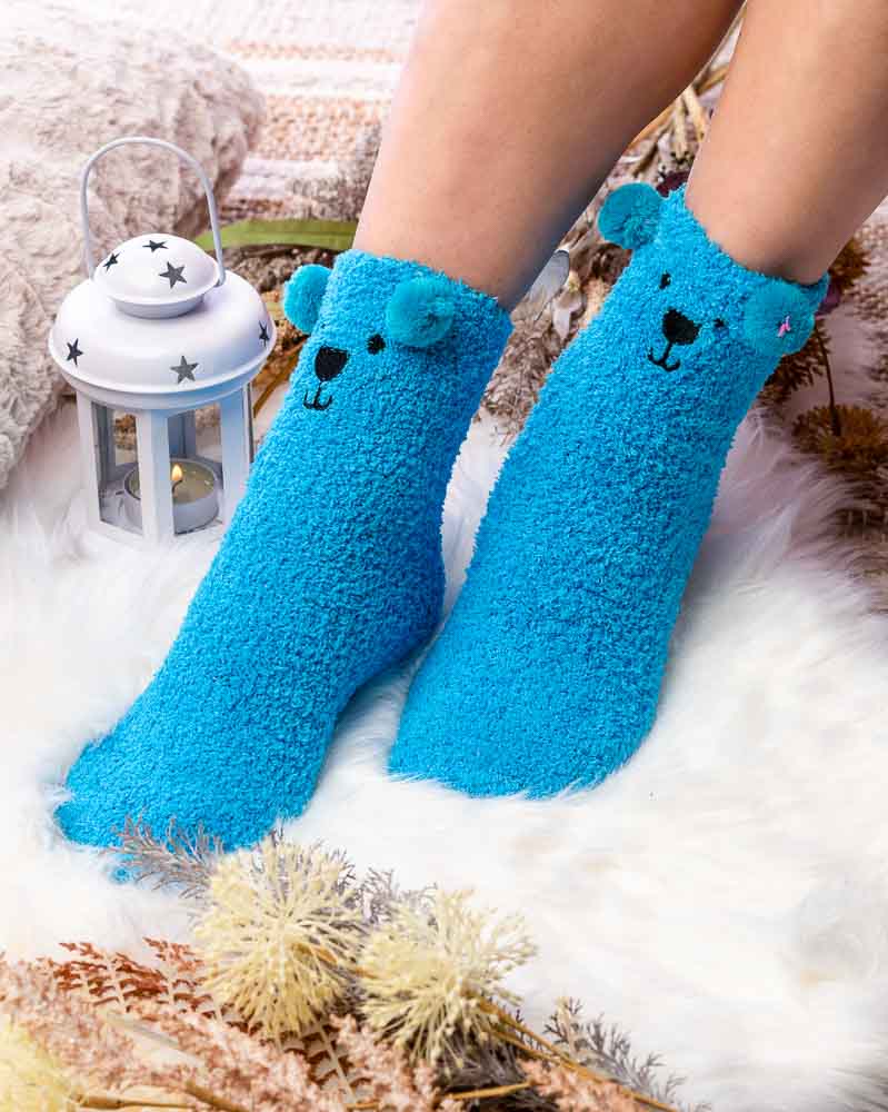 Veselé froté ponožky TEDDY - modré