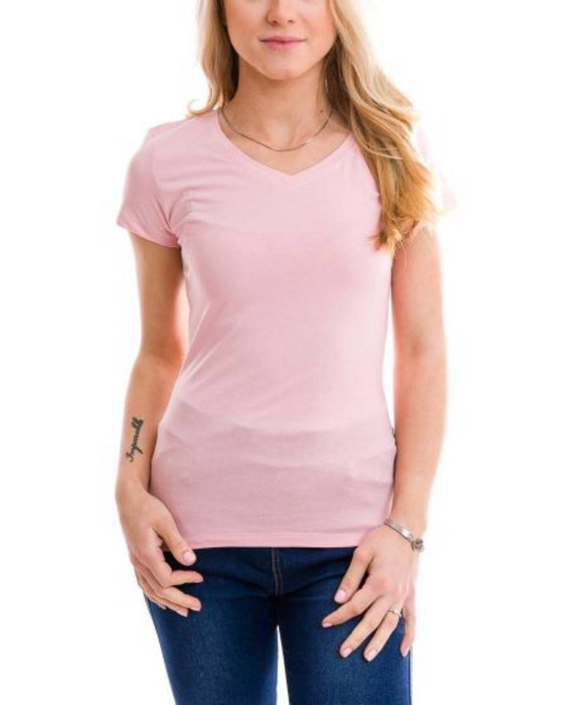 Dámske bavlnené tričko V CLASSIC - ružové