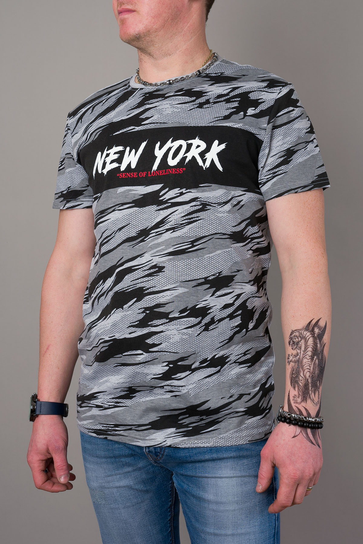 Pánske maskáčové tričko NY - sivé