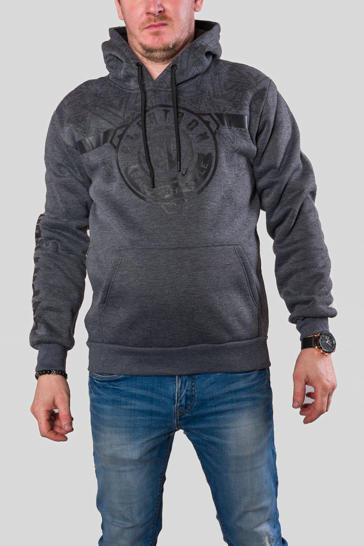 Pánska zateplená mikina EL PATRON - tmavosivá